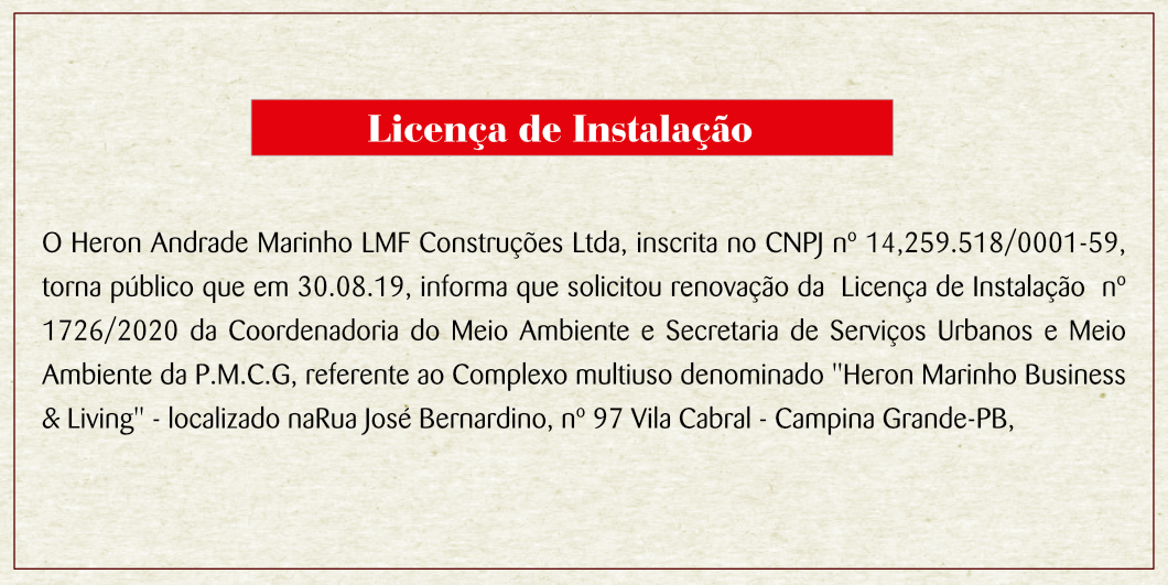 Heron Andrade Marinho LMF Construções Ltda – Licença de Instalação