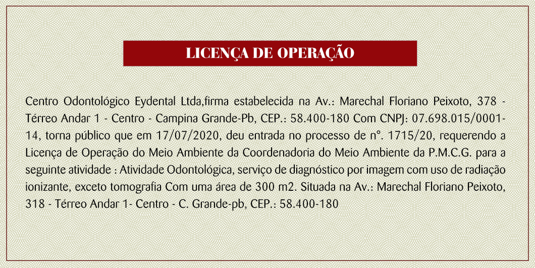 Centro Odontológico Eydental Ltda – Licença de Operação