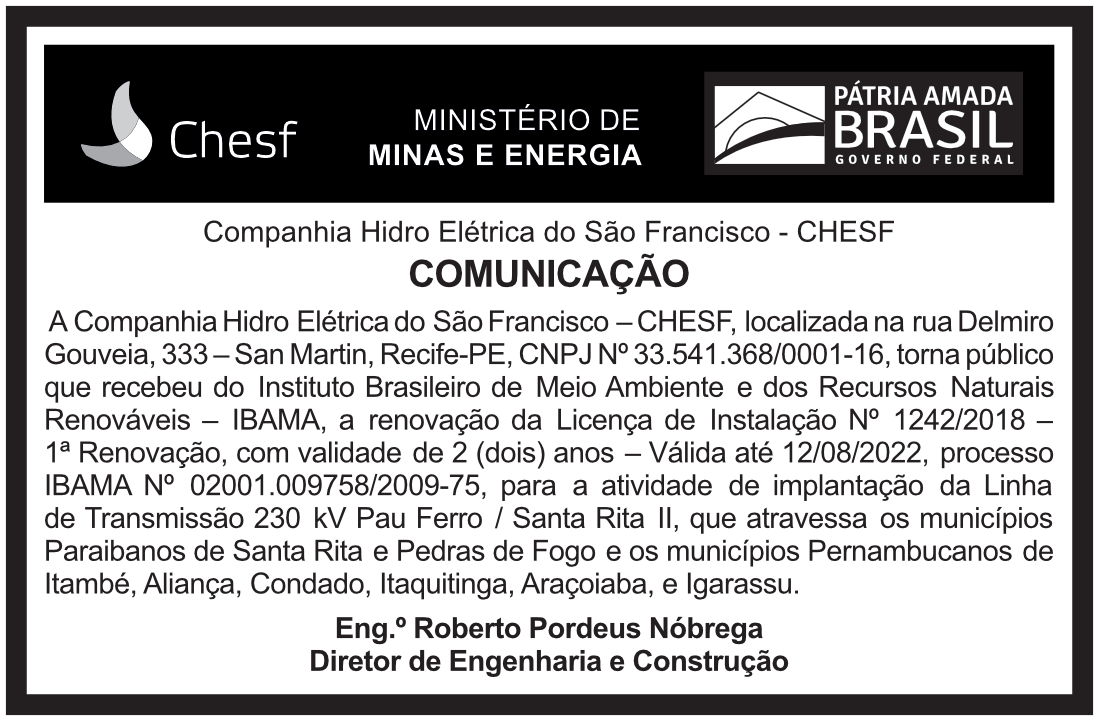 Companhia Hidro Elétrica do São Francisco – CHESF – Comunicação