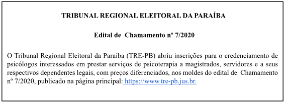TRE – Edital de Chamamento nº 7/2020