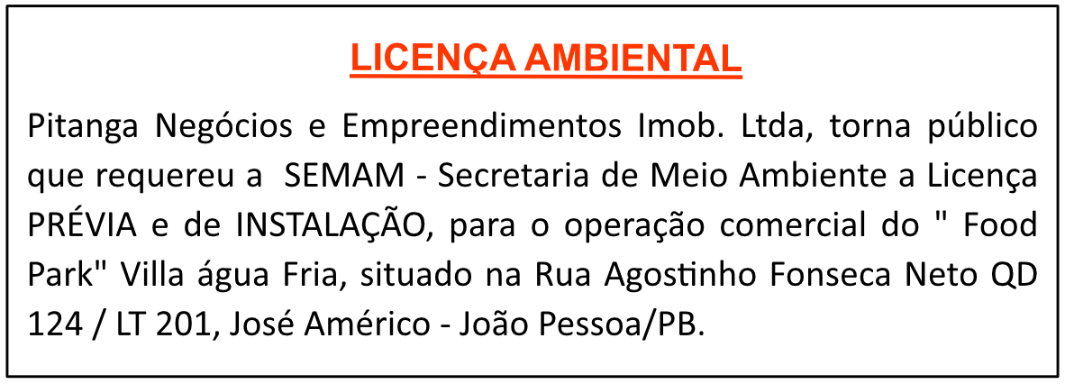 Pitanga Negócios e Empreendimentos Imob. Ltda – Licença PRÉVIA e de INSTALAÇÃO