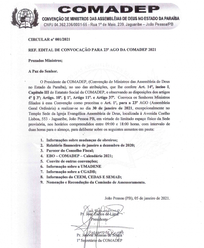 COMADEP – Edital de Convocação