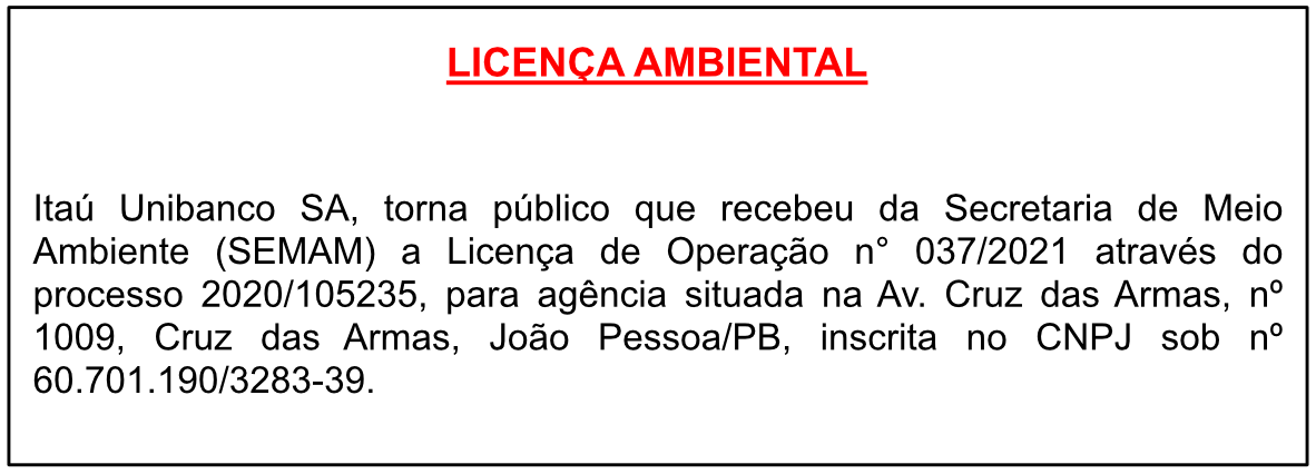 ITAÚ – LICENÇA AMBIENTAL