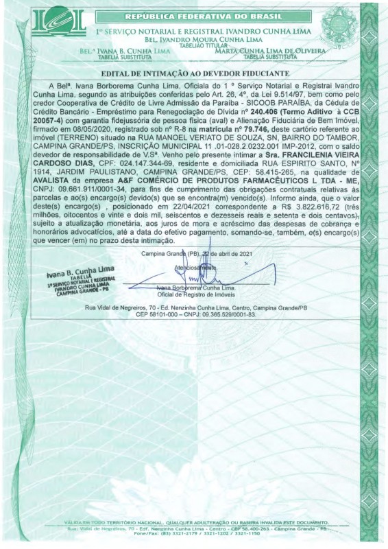 Edital de Intimação ao Devedor Fiduciante