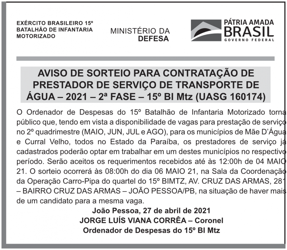 CMDO 15º BIMTZ – PB – JOÃO PESSOA –