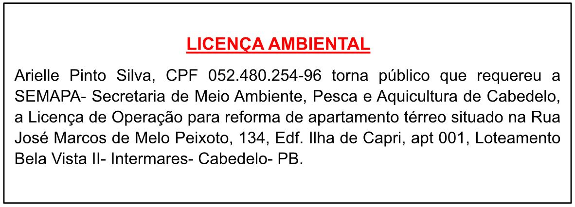 Arielle Pinto Silva – LICENÇA AMBIENTAL