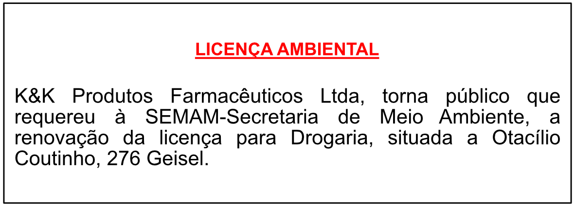 K&K Produtos Farmacêuticos Ltda – Licença Ambiental
