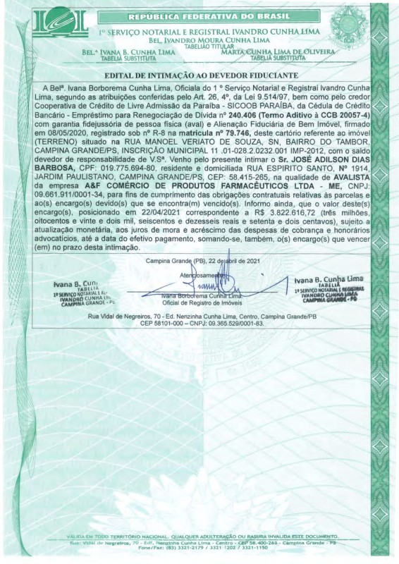 Edital de Intimação ao Devedor Fiduciante