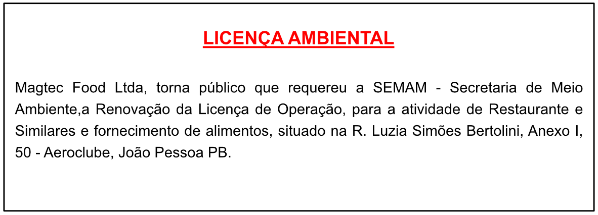 Magtec Food Ltda – Licença Ambiental