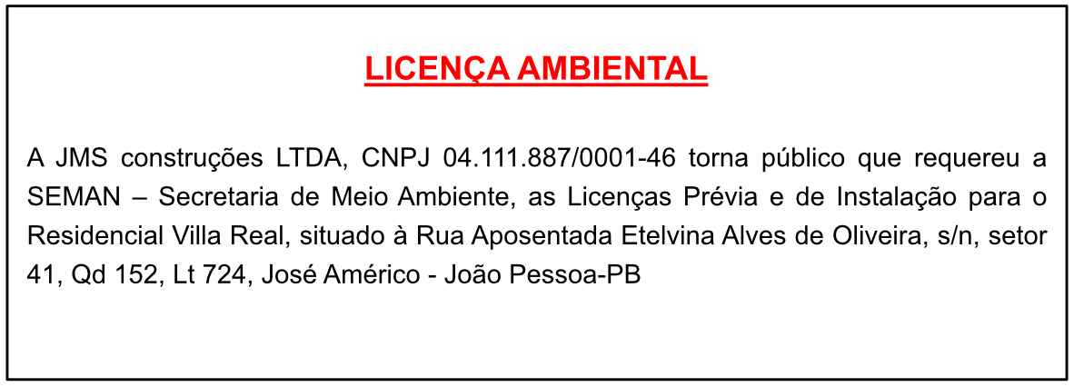 JMS Construções LTDA – LICENÇA AMBIENTAL