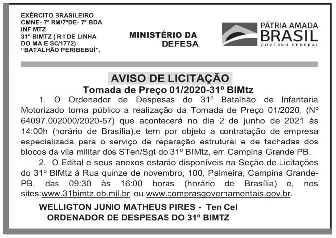 31º BIMtz – Tomada de Preço 01/2020