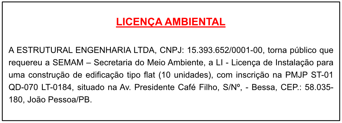 ESTRUTURAL ENGENHARIA LTDA – LICENÇA AMBIENTAL