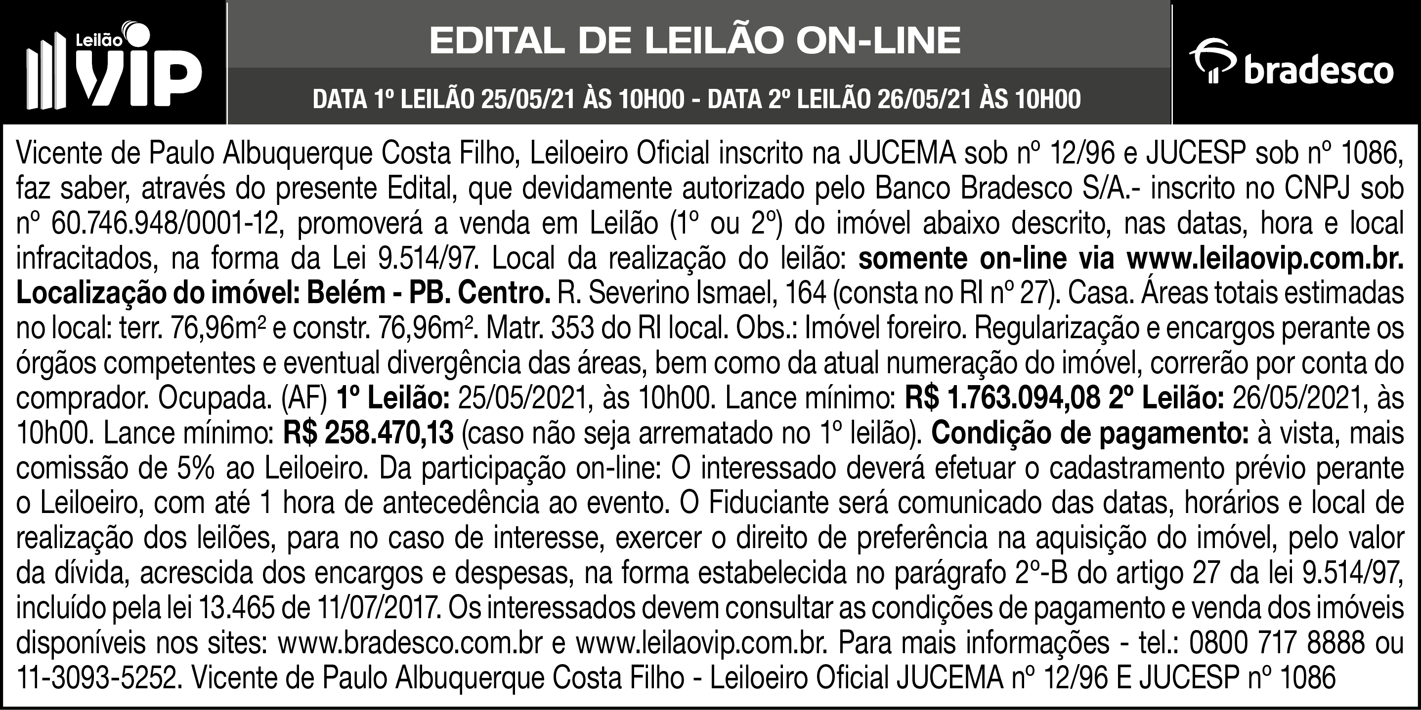 Leilão Vip – Edital de Leilão On-line