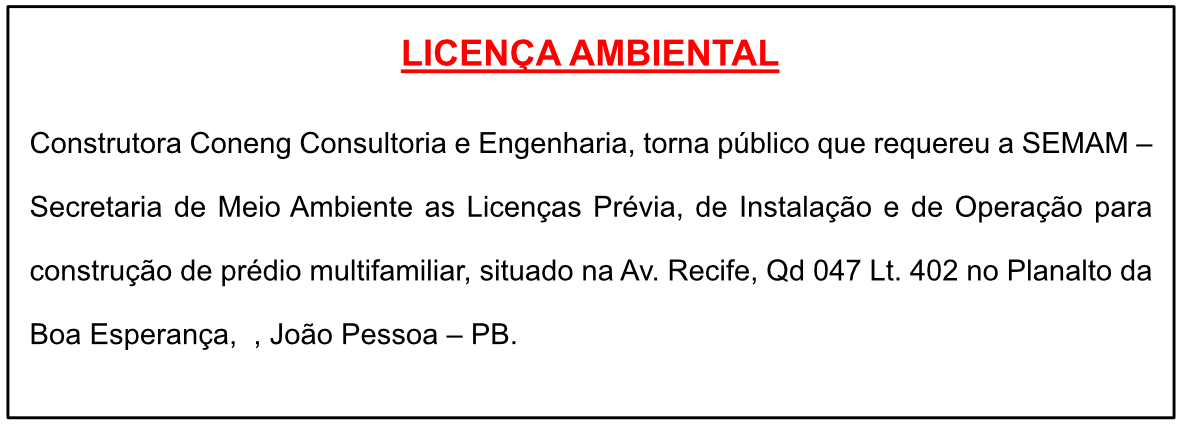 Construtora Coneng Consultoria e Engenharia – Licença Ambiental