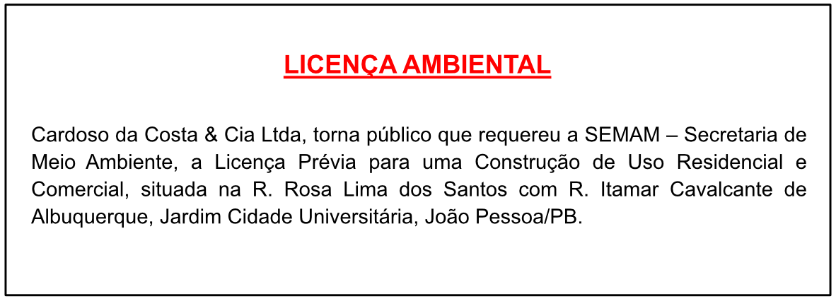 Cardoso da Costa & Cia Ltda – Licença Ambiental