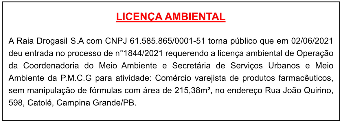 Raia Drogasil S.A – Licença Ambiental
