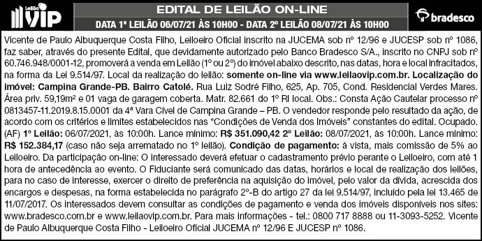 Leilão Vip – Edital de Leilão On-line