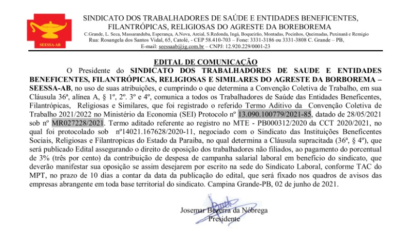 SEESSA-AB – EDITAL DE COMUNICAÇÃO
