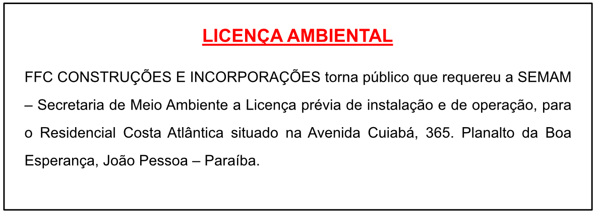 FFC CONSTRUÇÕES E INCORPORAÇÕES – LICENÇA AMBIENTAL