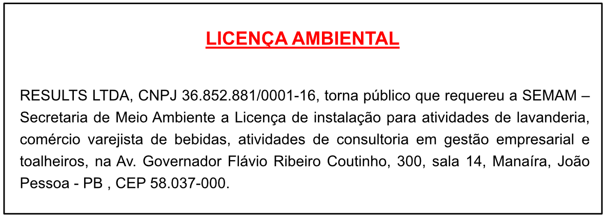RESULTS LTDA – LICENÇA AMBIENTAL