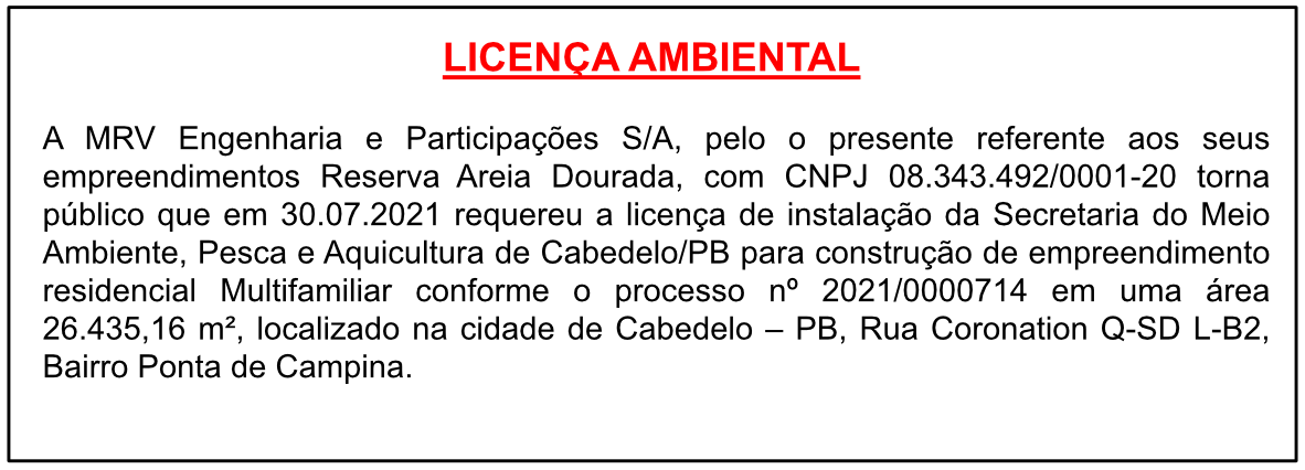 MRV Engenharia e Participações S/A – Licença Ambiental