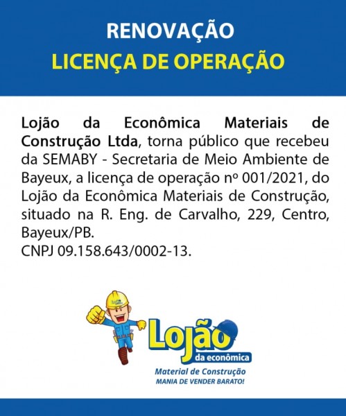Lojão da Econômica Materiais de Construção Ltda – Licença Ambiental