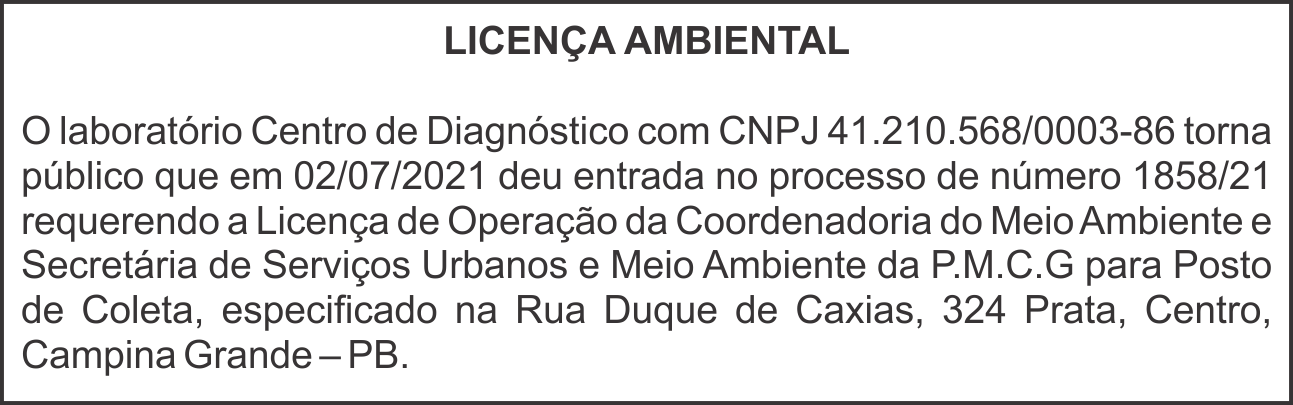 Licença Ambiental – Centro de Diagnóstico (Centro)