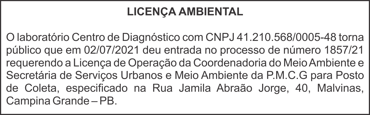 Licença Ambiental – Centro de Diagnóstico (Malvinas)