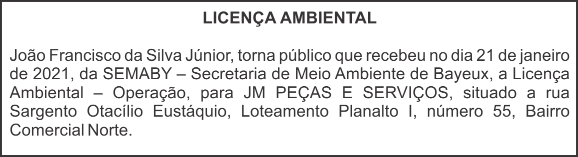Licença Ambiental – JM Peças e Serviços