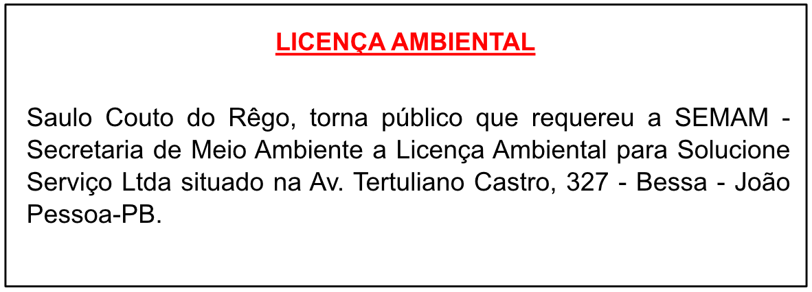 Saulo Couto do Rêgo – Licença Ambiental