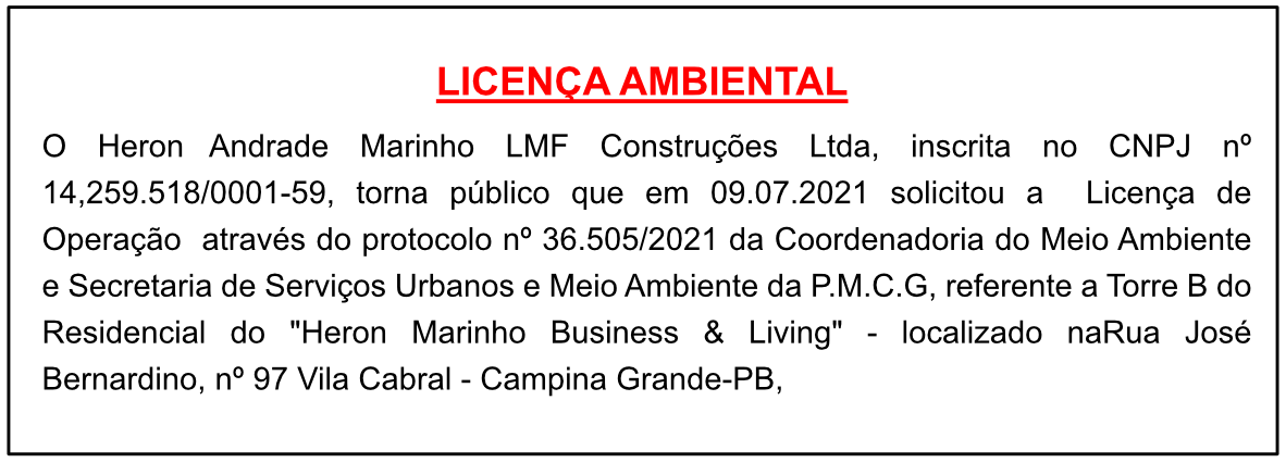 Heron Andrade Marinho LMF Construções Ltda – Licença Ambiental