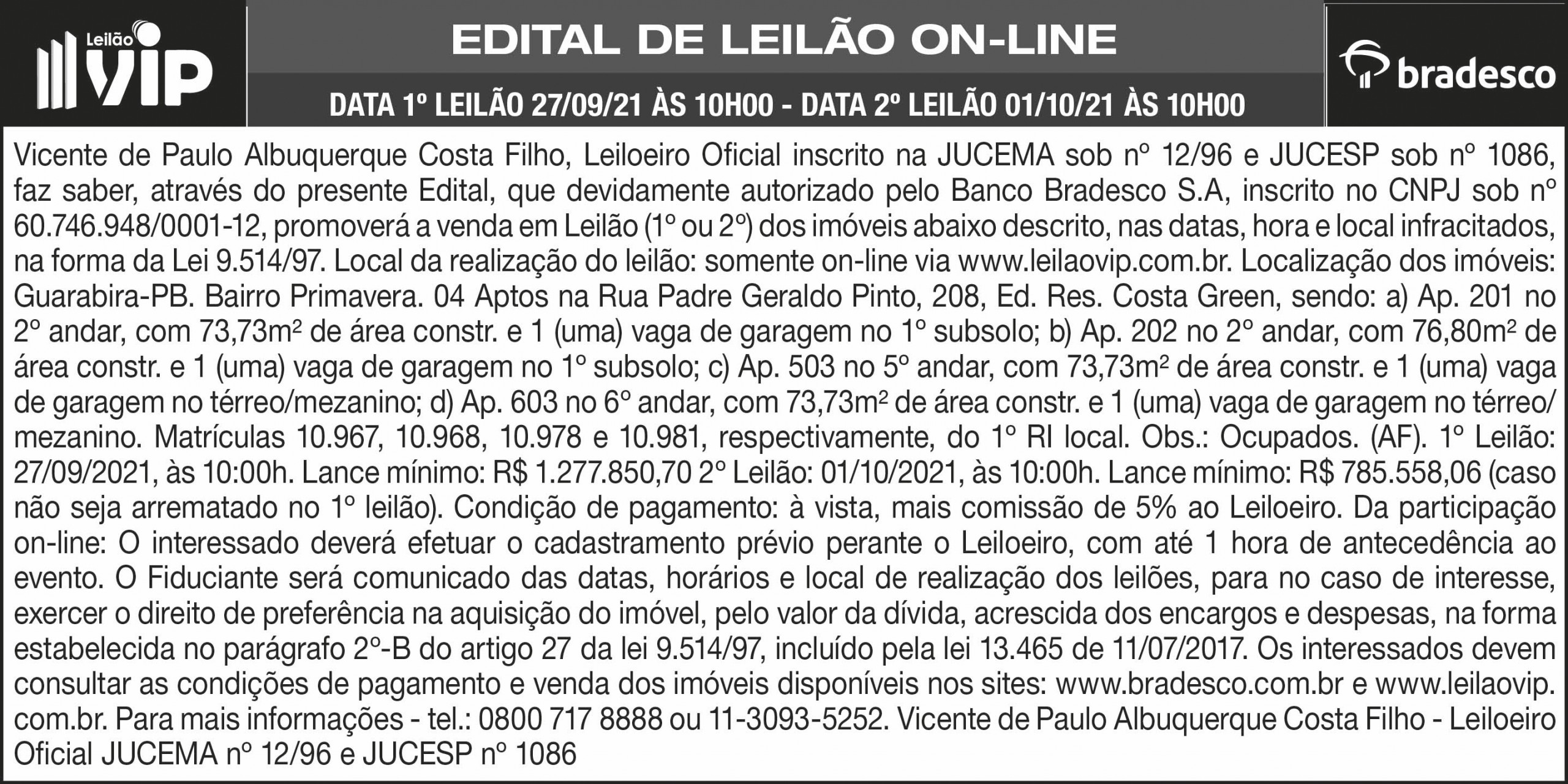 Leilão Vip – Edital de Leilão On-line