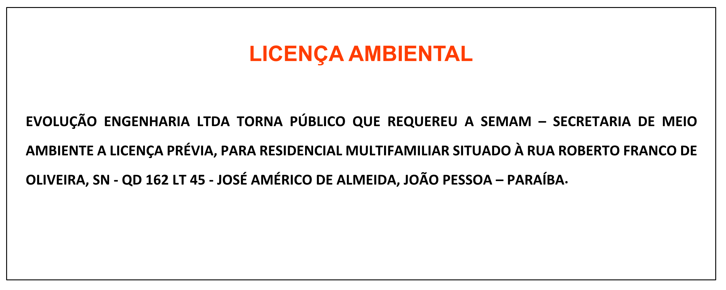 Evolução Engenharia LTDA – Licença Ambiental