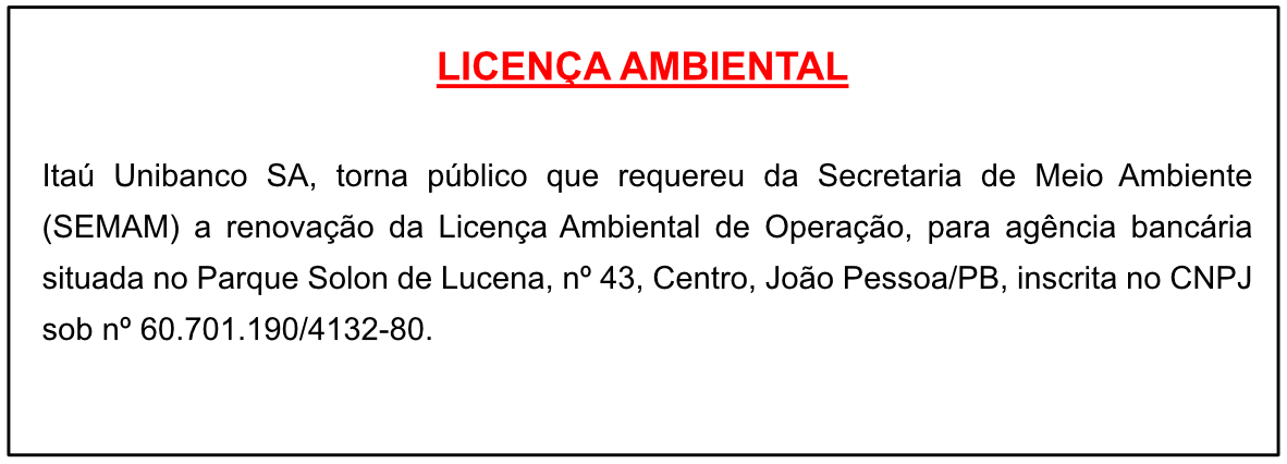 Itaú Unibanco S.A – Licença Ambiental