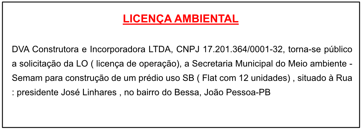 DVA Construtora e Incorporadora LTDA – Licença Ambiental