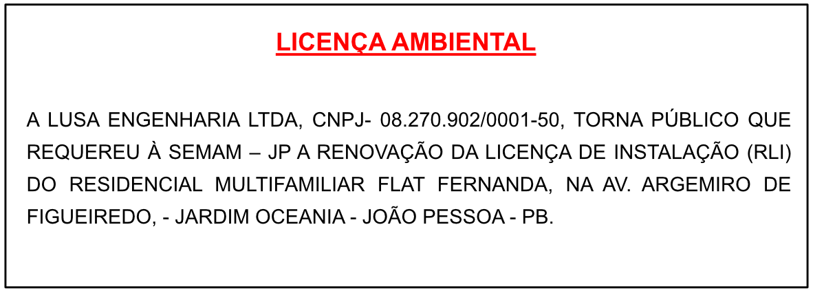 LUSA ENGENHARIA LTDA – LICENÇA AMBIENTAL