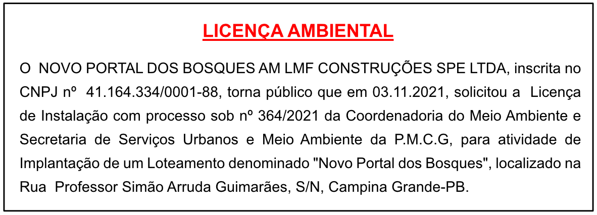 LMF CONSTRUÇÕES – LICENÇA DE INSTALAÇÃO