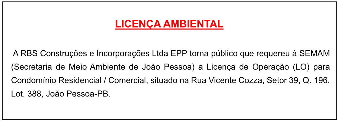 RBS Construções e Incorporações Ltda – Licença de Operação