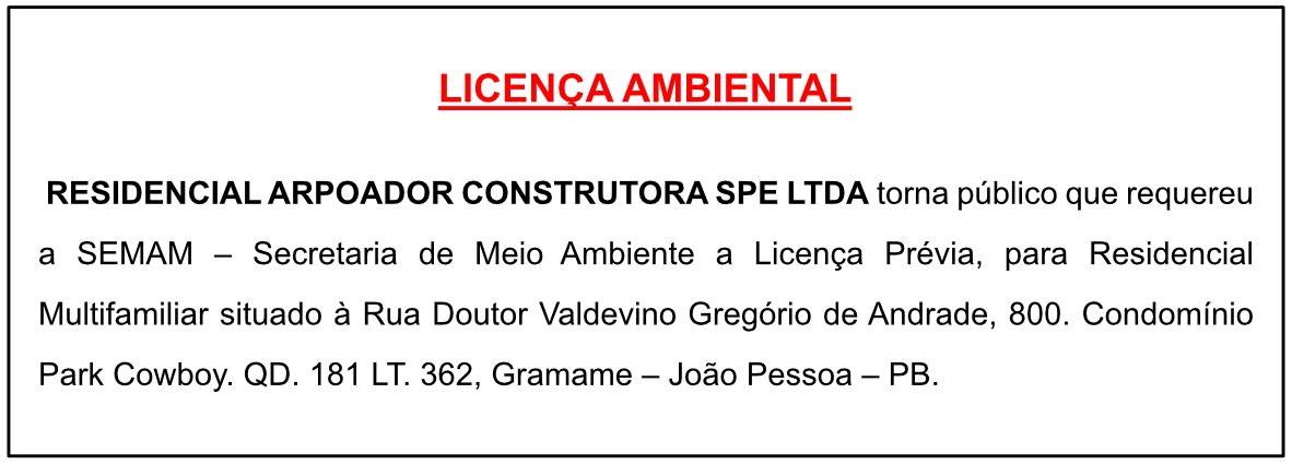 Residencial Arpoador Construtora – Licença Ambiental