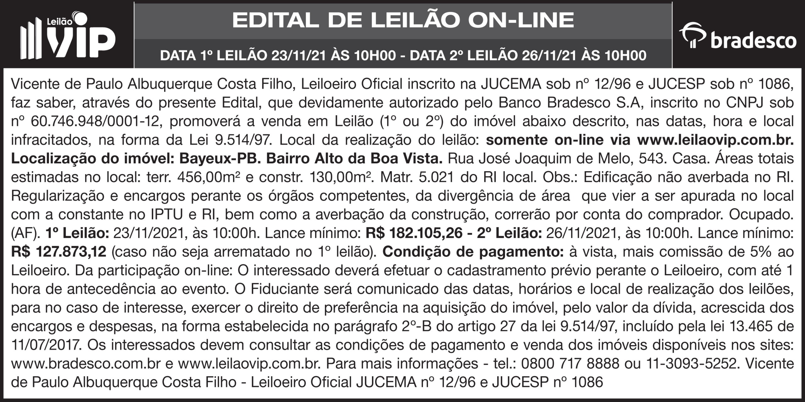 Leilão Vip – Edital de Leilão On-line