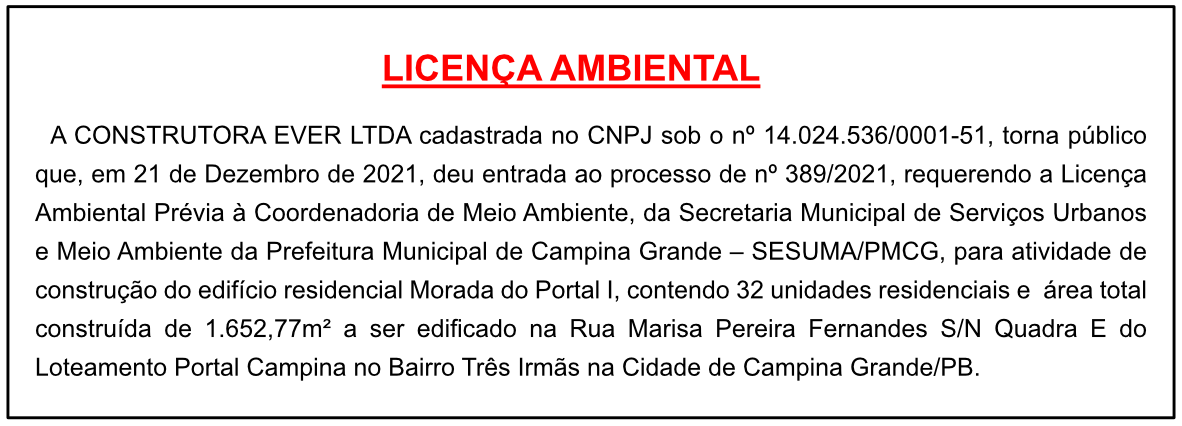 CONSTRUTORA EVER LTDA – LICENÇA AMBIENTAL