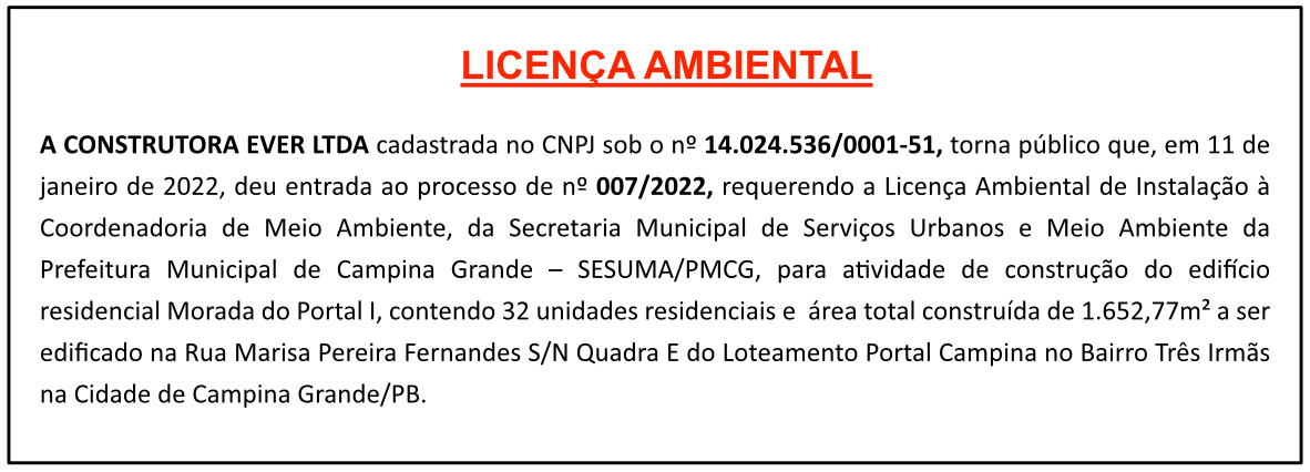 CONSTRUTORA EVER LTDA – LICENÇA AMBIENTAL