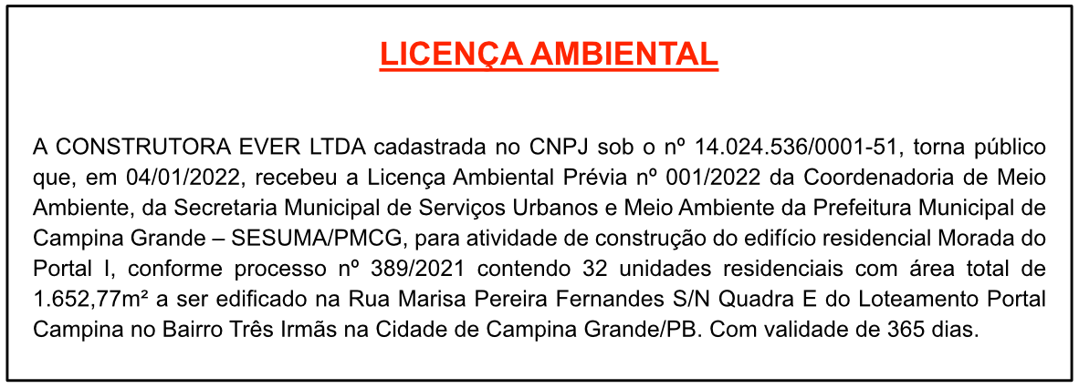 CONSTRUTORA EVER LTDA – LICENÇA AMBIENTAL