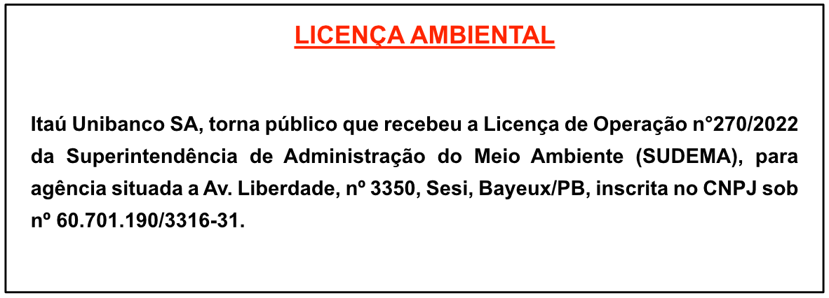 Itaú Unibanco S/A – Licença Ambiental