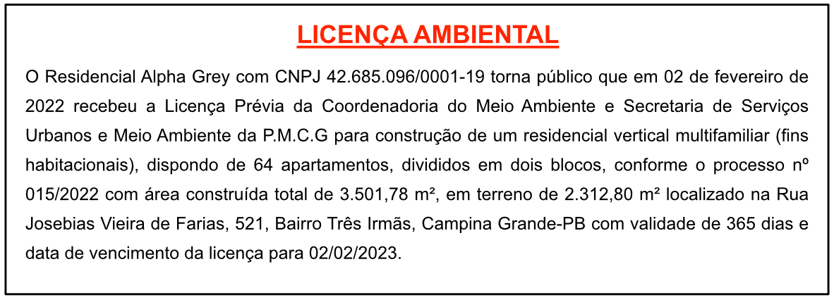 Residencial Alpha Grey – Licença Ambiental