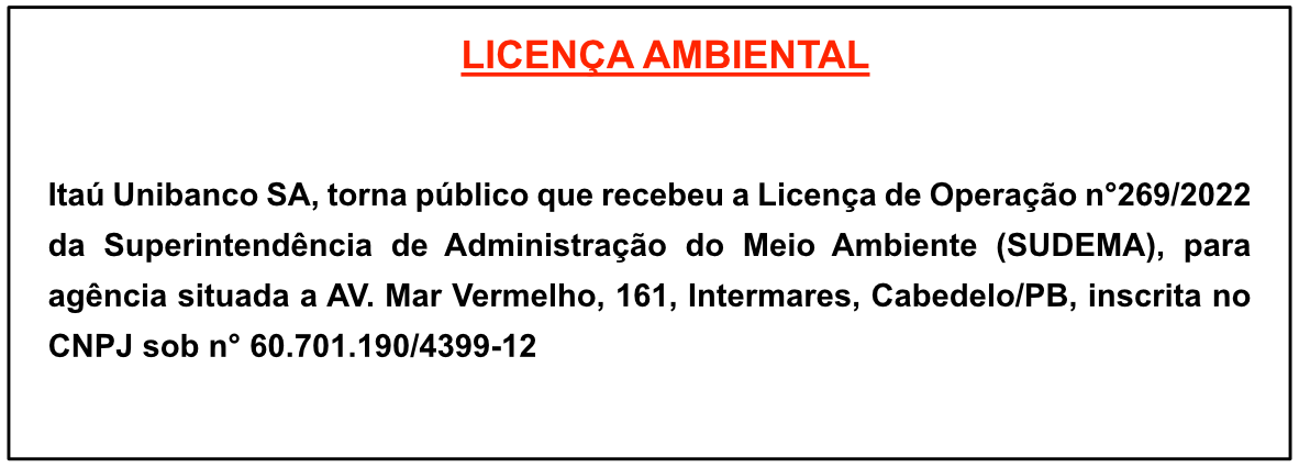 Itaú Unibanco S/A – Licença Ambiental