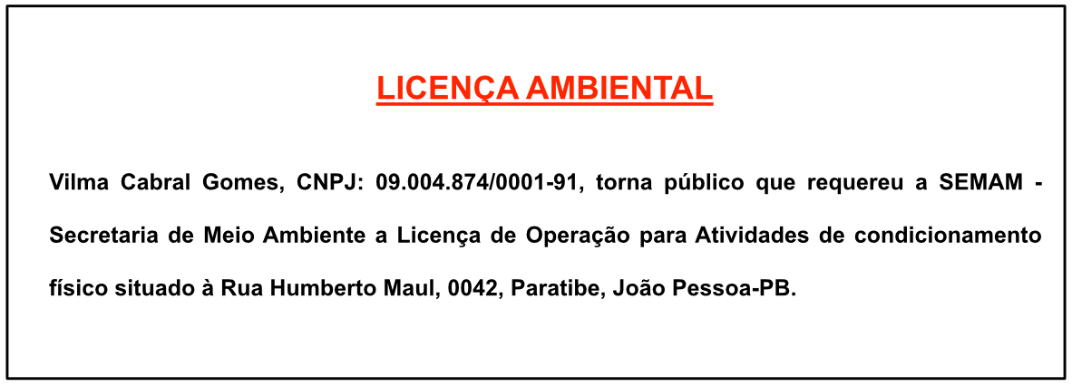 Vilma Cabral Gomes – Licença Ambiental
