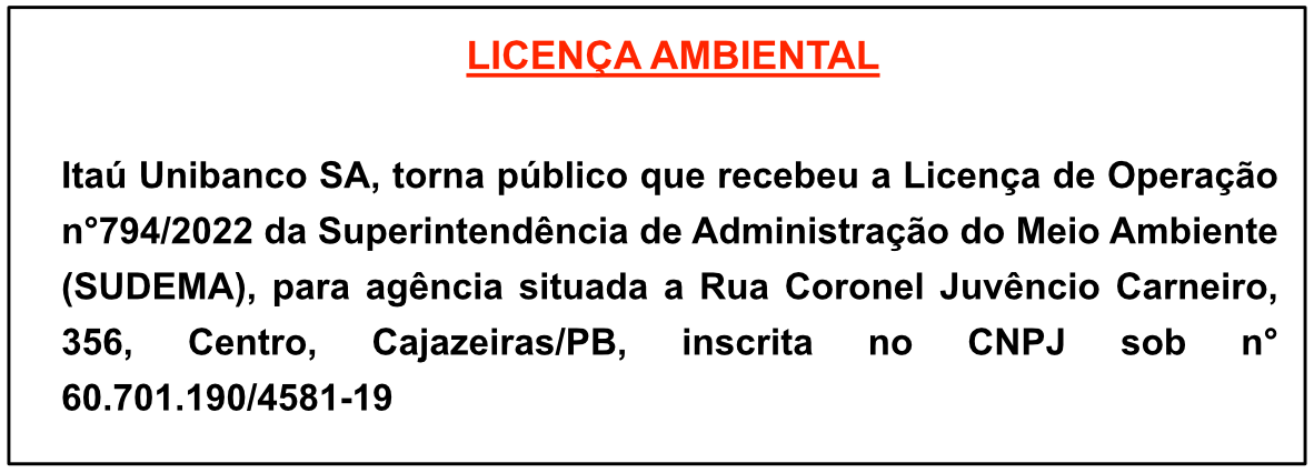 Itaú Unibanco SA – Licença Ambiental