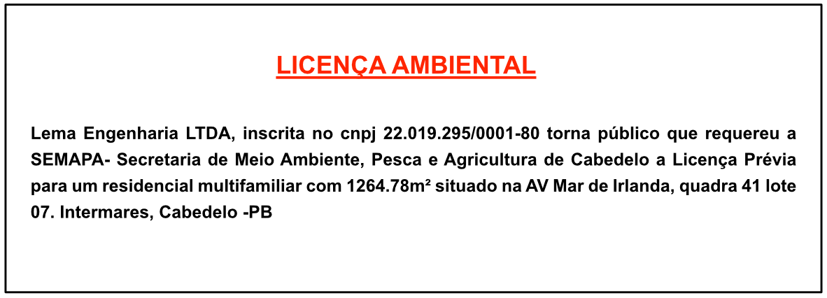 Lema Engenharia LTDA – Licença Ambiental