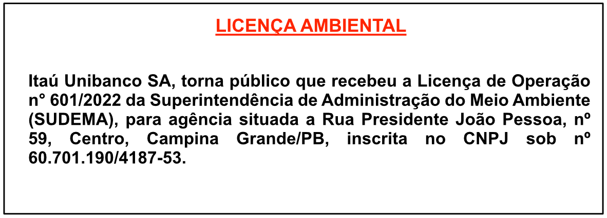Itaú Unibanco SA – Licença Ambiental